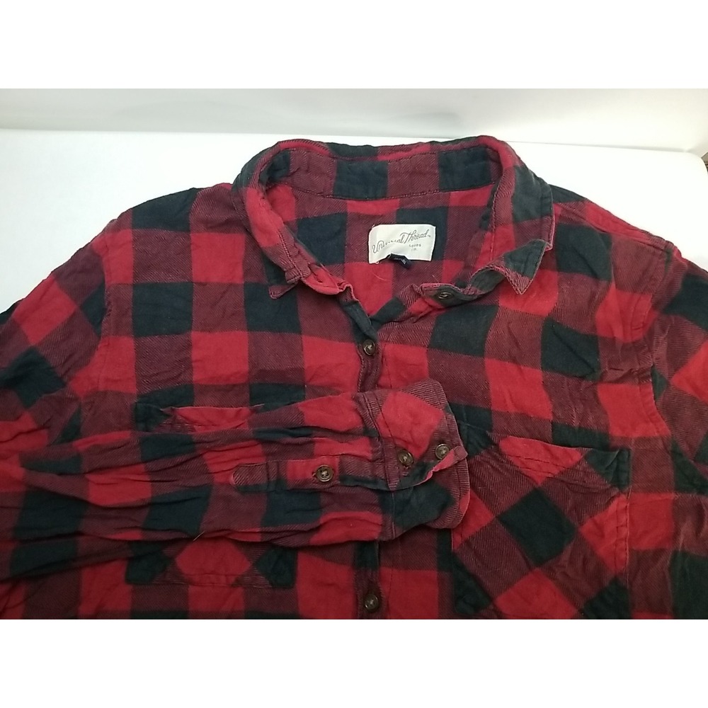Universal Thread Plaid Flannel Button Up Shirt Womens Long Sleeve‎ Medium